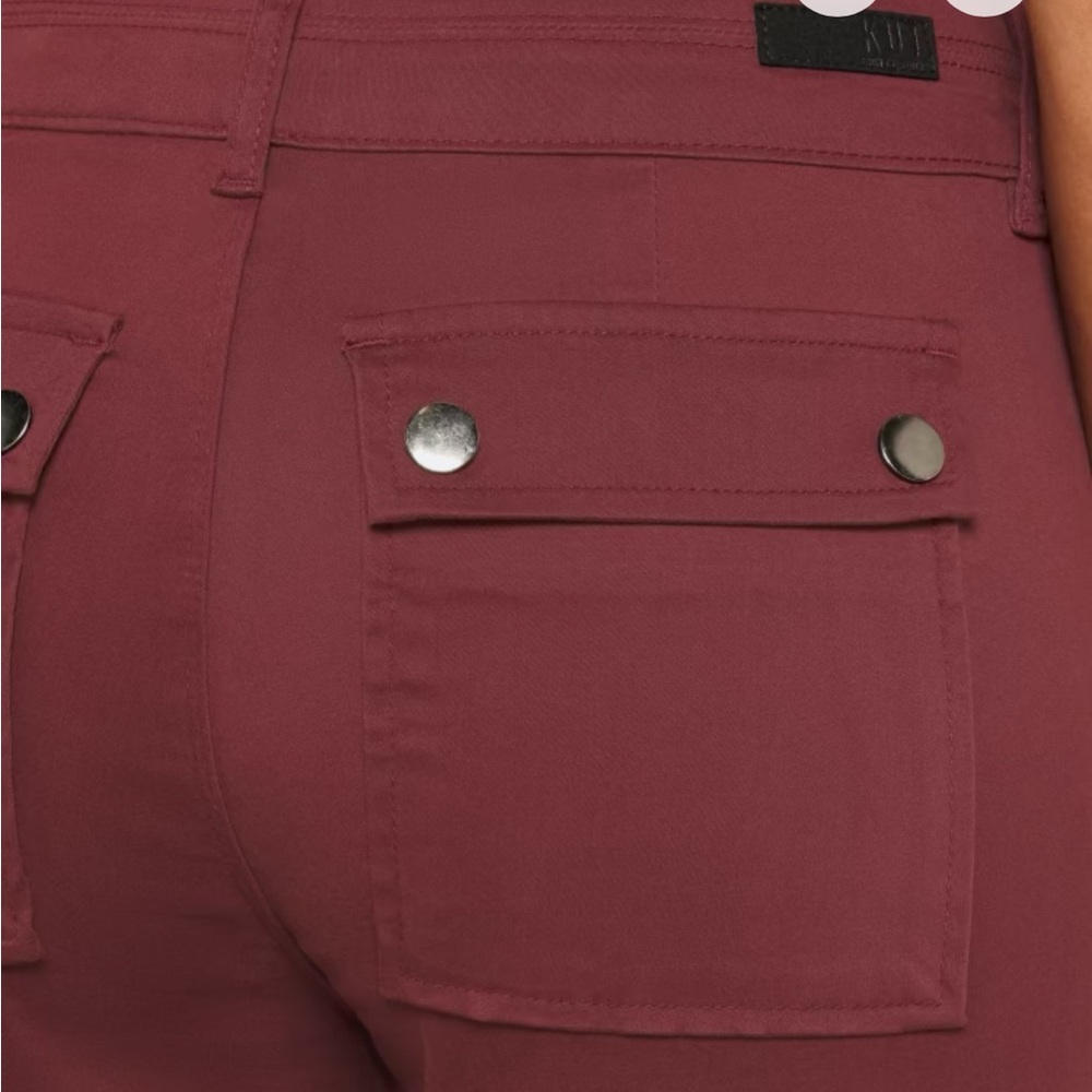 Burgundy Reese high rise double button utility straight pant - Picture 3 of 5